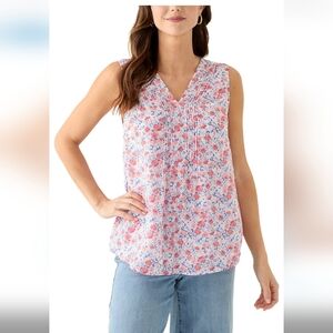 Kim Rogers Floral Sleeveless Top - Pink and Blue